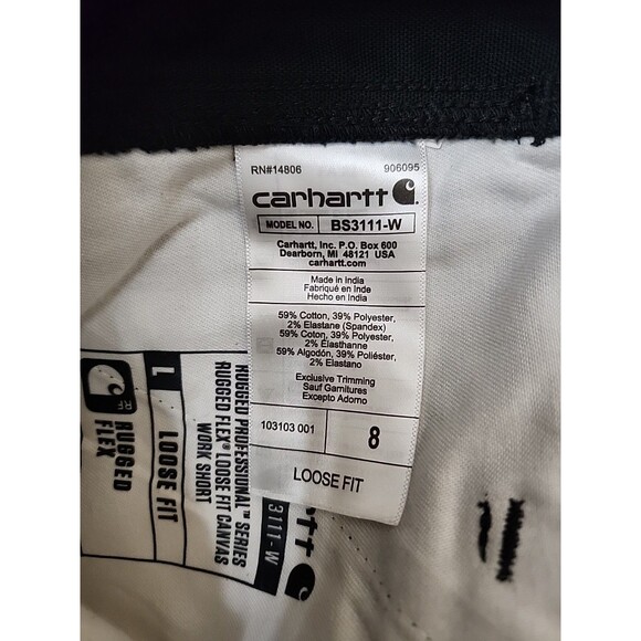 Carhartt Rugged Flex Loose Fit Canvas Work Shorts Womens 8 Black NEW - Picture 12 of 13